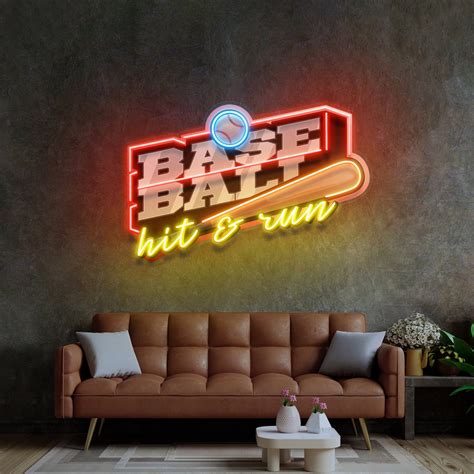 Baseball Hit & Run LED Neon Sign Light Pop Art – acrylicsheetsindia