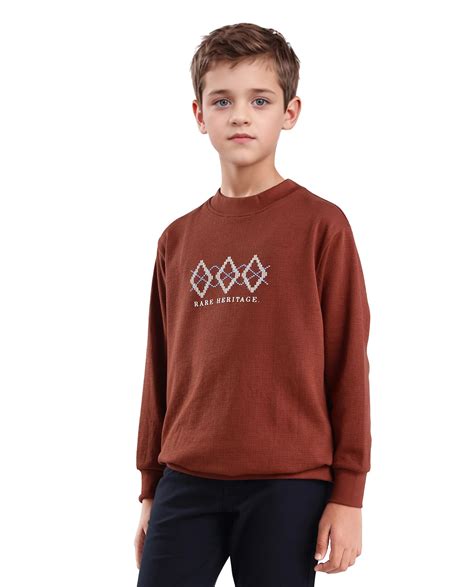 Rare Ones Kids Niko Rust Cotton Solid Oversized Sweatshirt