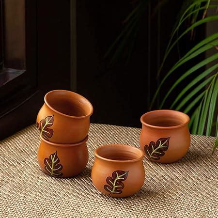 Buy ExclusiveLane Terracotta Clay Kullad Tea Cups Set Chai Kulhad Tea ...