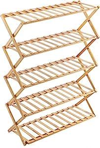 XieXie Bamboo Shoe Rack, 5-Tier Foldable Shoe Rack, Installation-Free ...