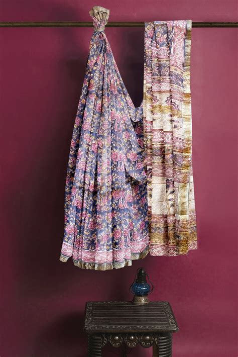 Hand Block Printed Sarees - Buy Hand Block Printed Sarees at Sumaavi India