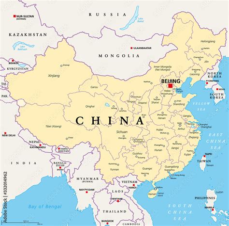 Obraz na płótnie China, political map, with administrative divisions ...