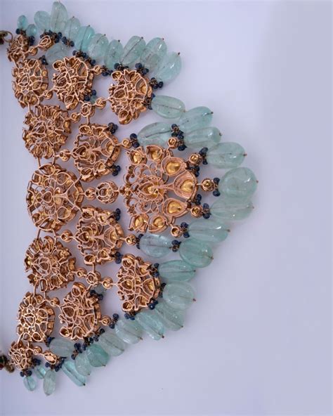 Polki Uncut Diamond Fancy Necklace with Open Back Fliligree Craftmansh
