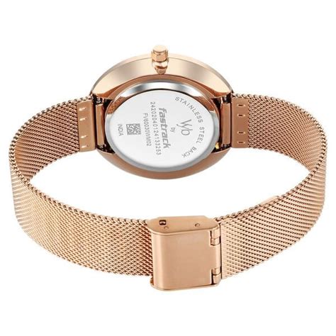 Buy Online Fastrack Vyb Iconique Quartz Analog Black Dial Rose Gold ...