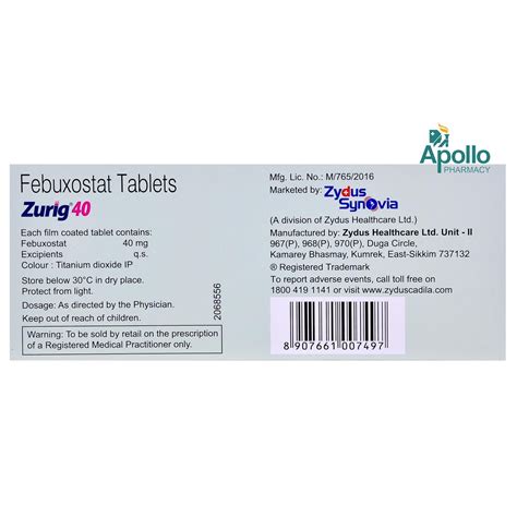 Zurig 40 Tablet 15's Price, Uses, Side Effects, Composition - Apollo ...