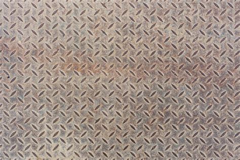 Gray dusty flat heavy metal sheet floor texture with diamond or checker ...