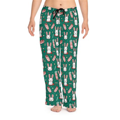 Women's Christmas Pajama Pants, Bunnies and Candies - Etsy
