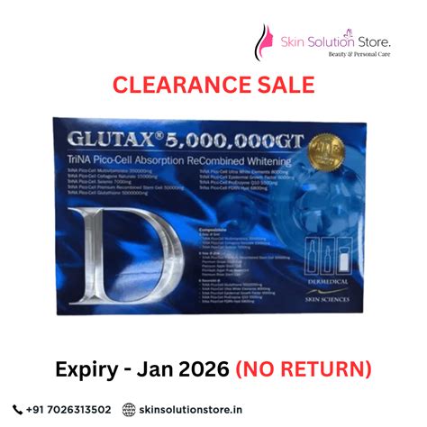 Glutax 5000000GT Trina Pico Cell 5000,000mg Glutathione Skin Whitening ...