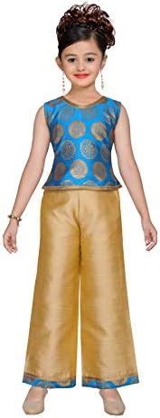 Buy Adiva Girl's Brocade Kurta with Palazzo Set (G-1019-FIROZI-24) at ...