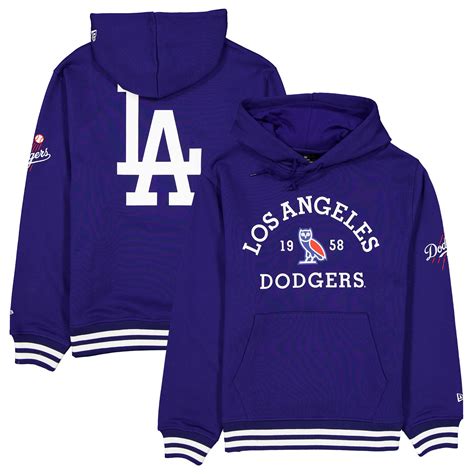 Men's Los Angeles Dodgers OVO x New Era Royal Heavyweight Fleece Hoodie