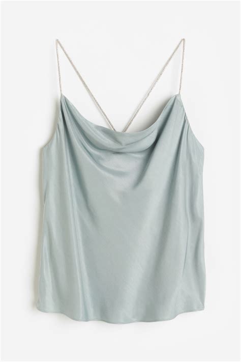 Women's Blue-grey Rhinestone-strap cami top | H&M IN