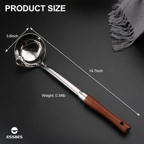Buy ESSBES Long Soup Ladle-304 Stainless Steel Fat Separator Ladle Heat ...