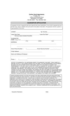 Fillable Online Carlton Scott Apartments Guarantor Application Fax ...