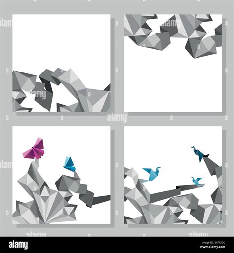 Vector abstract origami cards, geometric modern template Stock Vector ...