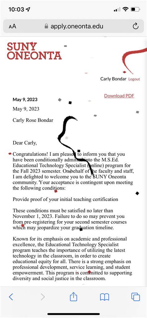 Last week I received amazing news that I was accepted into SUNY Oneonta ...
