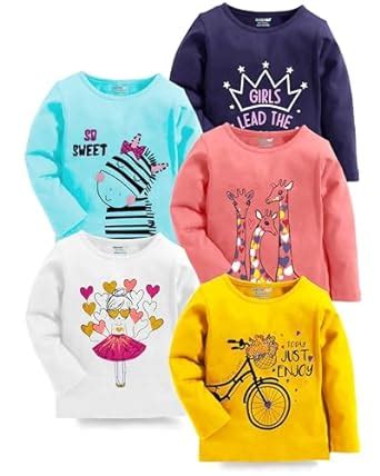 Kuchipoo Girls Regular Fit Half Sleeve Cotton Blend T-Shirt Pack of 5 ...