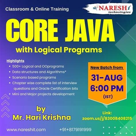 Image result for Naresh It Core Java Training Online