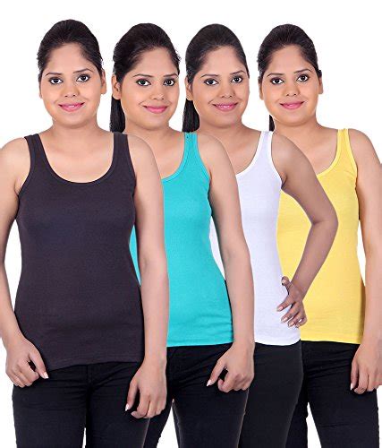 White Moon Vests & Camisoles - Pack of 4 Multicolour : Amazon.in: Fashion