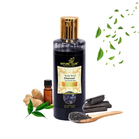 NATURE CLUB Activated Charcoal Deep Cleansing Body Wash, 210 ml Dirt ...