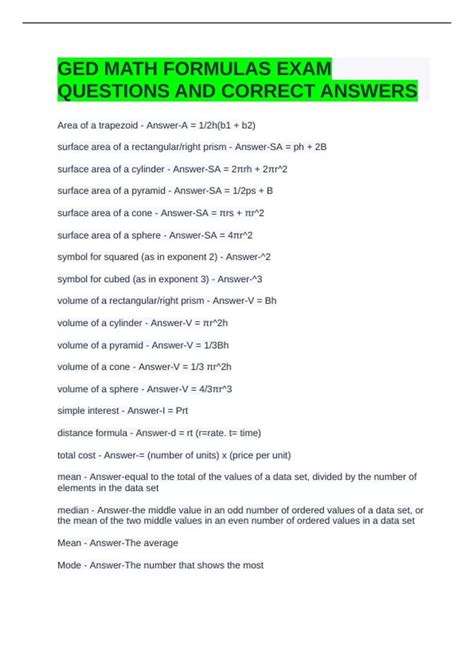 GED Math Formulas 的图像结果