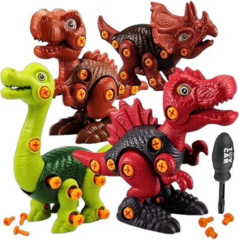 Umadiya® Branded Take Apart Dinosaur Toys, Pack of 4 Dinosaurs with ...