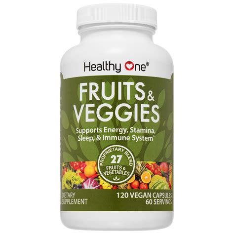 Healthy One Fruits and Veggies Supplement, 27 Superfood Vitamins, 120 ...