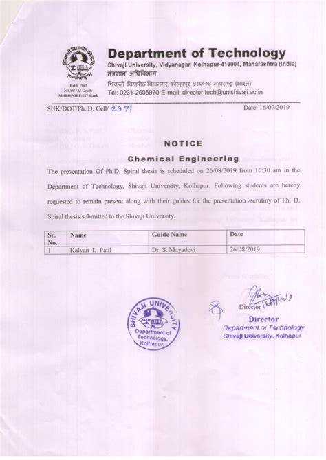 MPhil PhD Scrutiny RAC Meeting, Admission, Shivaji University, Kolhapur