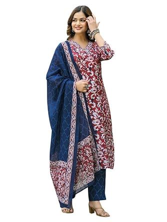 Buy Vaamsi Women's Maroon Rayon Blend Ethnic Motifs Straight Printed ...