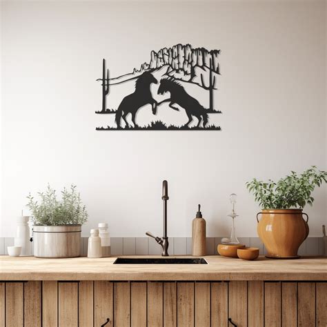 LaModaHome Exclusive Dance Of Two Horses Metal Wall Art – Durable ...