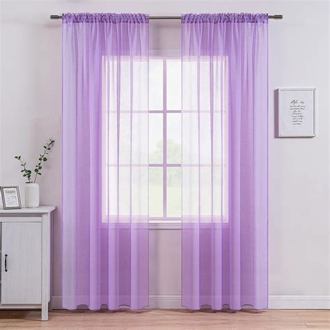 MIULEE Lavender Linen Textured Sheer Curtain for India | Ubuy