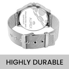 AUREX Analogue Men's Watch (White Dial Silver Colored Strap) : Amazon ...