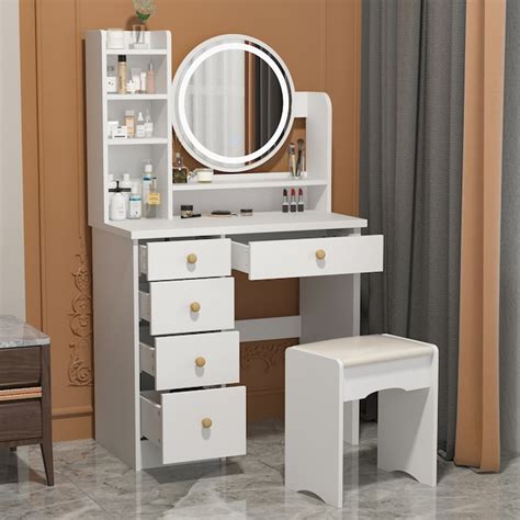 FUFU&GAGA Vanity Set with Stool and Mirror, Light LJY-JX0095-03 at ...