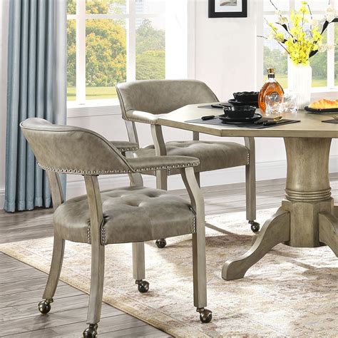Amazon.com: JESONVID Set of 2 Dining Chair with Casters, Accent ...