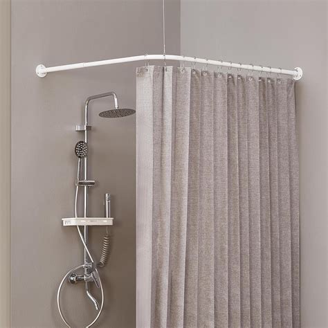 Corner Shower Curtain Rod, White [24"-53"] x [24"-53"] Adjustable L ...