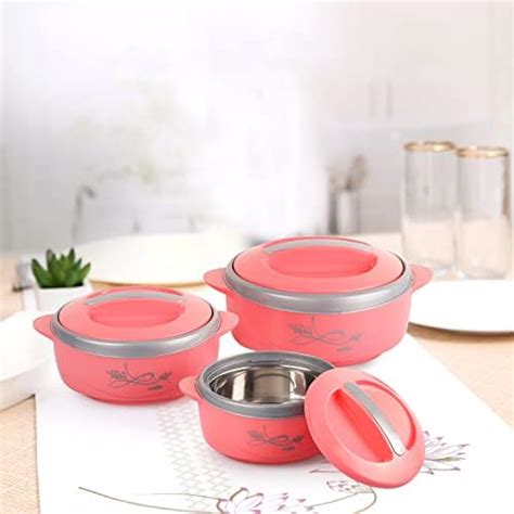 Buy CELLO Sapphire Insulated Inner Steel Casserole Set of 3, Peach ...