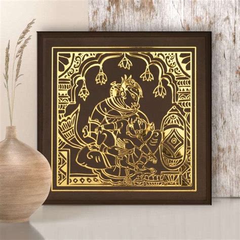 Krishna Wall Hanging with Golden Metal Outlines | Buy Online – Writings ...