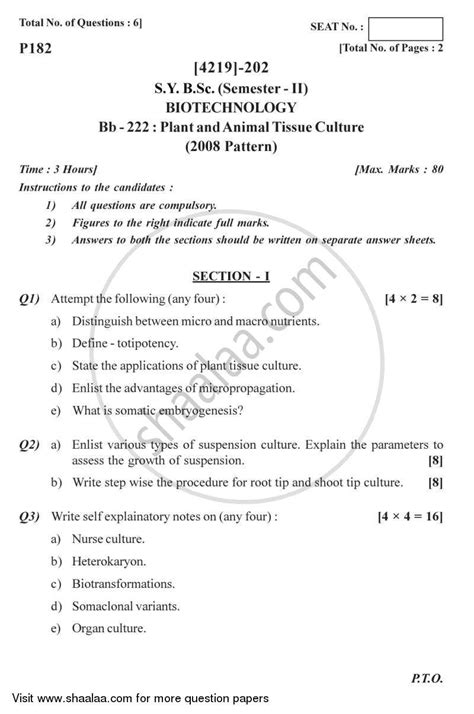 Plant and Animal Tissue Culture 2012-2013 B.Sc Biotechnology Semester 4 ...
