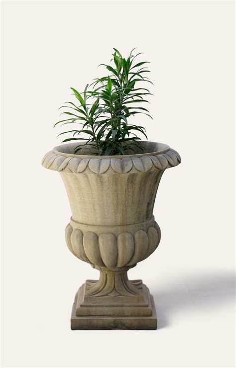 Floral Sand Stone Urn Planter