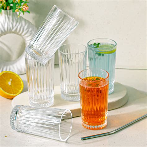 Lined Clear Water Glasses Set of 6, 280 ML – The Earth Store