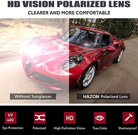 HAZON Square TAC Polarized Sunglasses | 100% UV Protection, Light ...