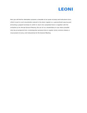 Fillable Online Template form for power of proxy and instructions ...