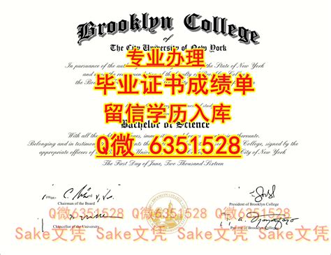 办理定做《美国CUNY Brooklyn文凭证书》成绩单《微Q-6351528本科（纽约城市大学布鲁克林学院CUNY Brooklyn毕业证书 ...
