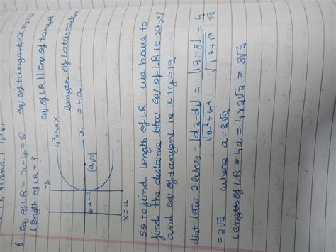 The equation of latus rectum of a parabola is x+y=8 and the equation of ...