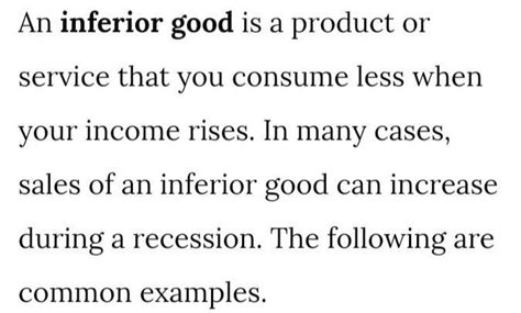 2. What are inferior goods? Give one example of inferior goods ...