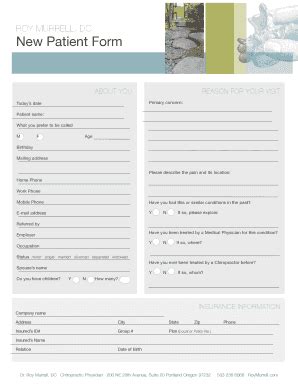 Fillable Online new patient form - roymurrell.com Fax Email Print ...
