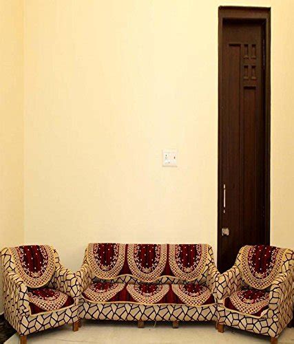 Creative Hub Velvet Necklace Pattern 3+1+1 Seater Sofa Cover(red-Black ...