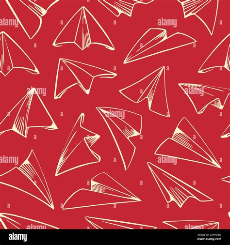 seamless pattern of paper airplanes drawn by hand in sketch style ...