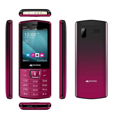 Micromax Dual SIM X816, Black and Maroon keypad feature phone price in ...