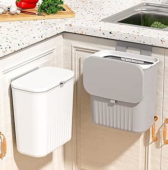 JUKKRE 9L Kitchen Trash Can Waste Bins Wall Mounted/Under Sink Cabinet ...