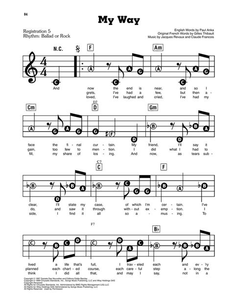 Frank Sinatra My Way Sheet Music Notes, Chords | Sheet music notes ...